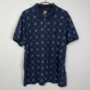 Pretty Green Polo Shirt Men’s Sz XXL Navy Geometric Pattern Embroidered Logo